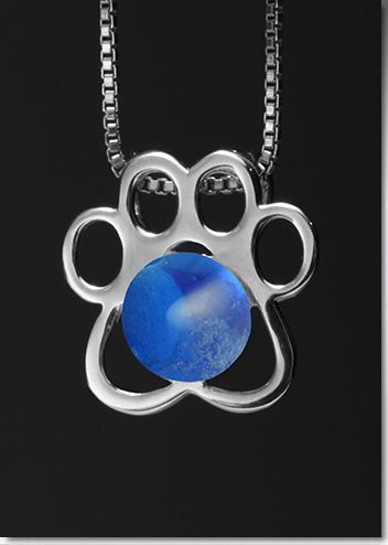 Blue Paw Silver Cremation Pendant